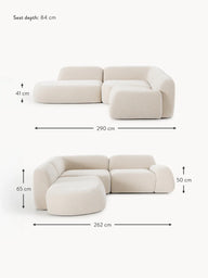 Elora Modüler Köşe Kanepe | Modern & Modüler Tasarım (3-4 Kişilik) Dokulu Kadifemsi, Döşeme-Köşe Koltuk-Innature Home-Açık Bej-Sağ-NowShopFun