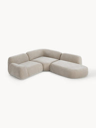 Elora Modüler Köşe Kanepe | Modern & Modüler Tasarım (3-4 Kişilik) Dokulu Kadifemsi, Döşeme-Köşe Koltuk-Innature Home-Açık Bej-Sağ-NowShopFun