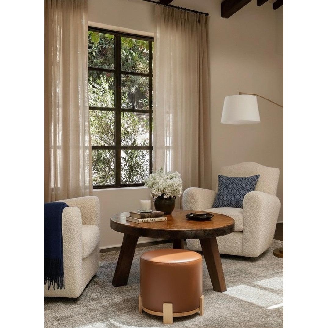 Eres %100 Deri Ahşap Ayaklı Puf