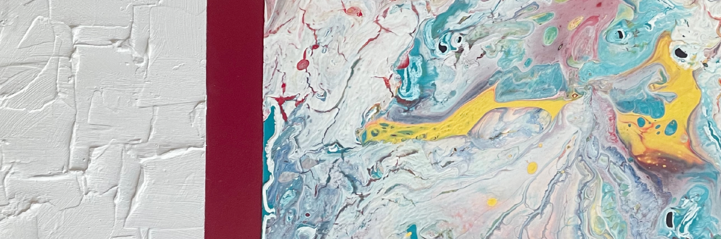 Eşik 1 – 50 cm Yuvarlak, Dokulu & Akrilik Pouring Mix Media Tablo