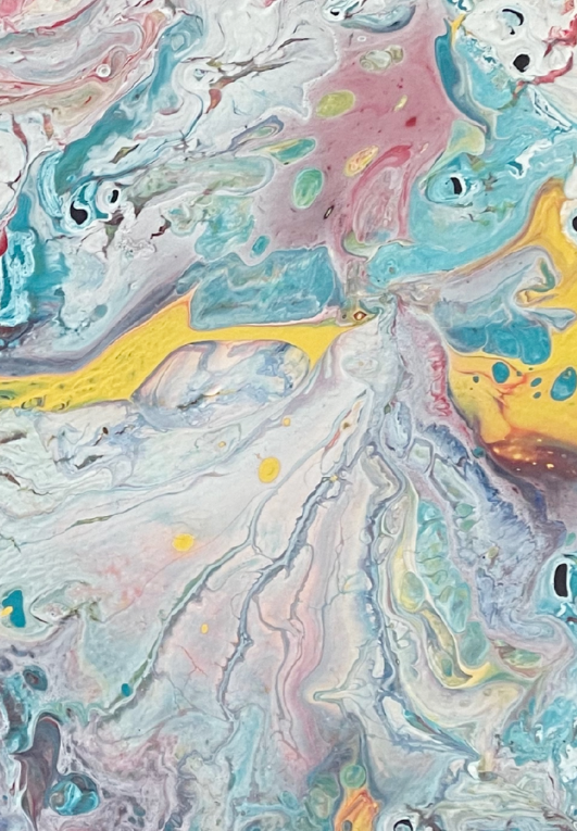 Eşik 1 – 50 cm Yuvarlak, Dokulu & Akrilik Pouring Mix Media Tablo