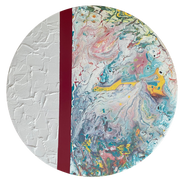 Eşik 1 – 50 cm Yuvarlak, Dokulu & Akrilik Pouring Mix Media Tablo
