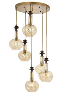 Avonni AV-1912-6ET Eskitme Kaplama Modern Avize E27 Metal Cam H: 105 cm, Ø: 50 cm-Avonni-NowShopFun