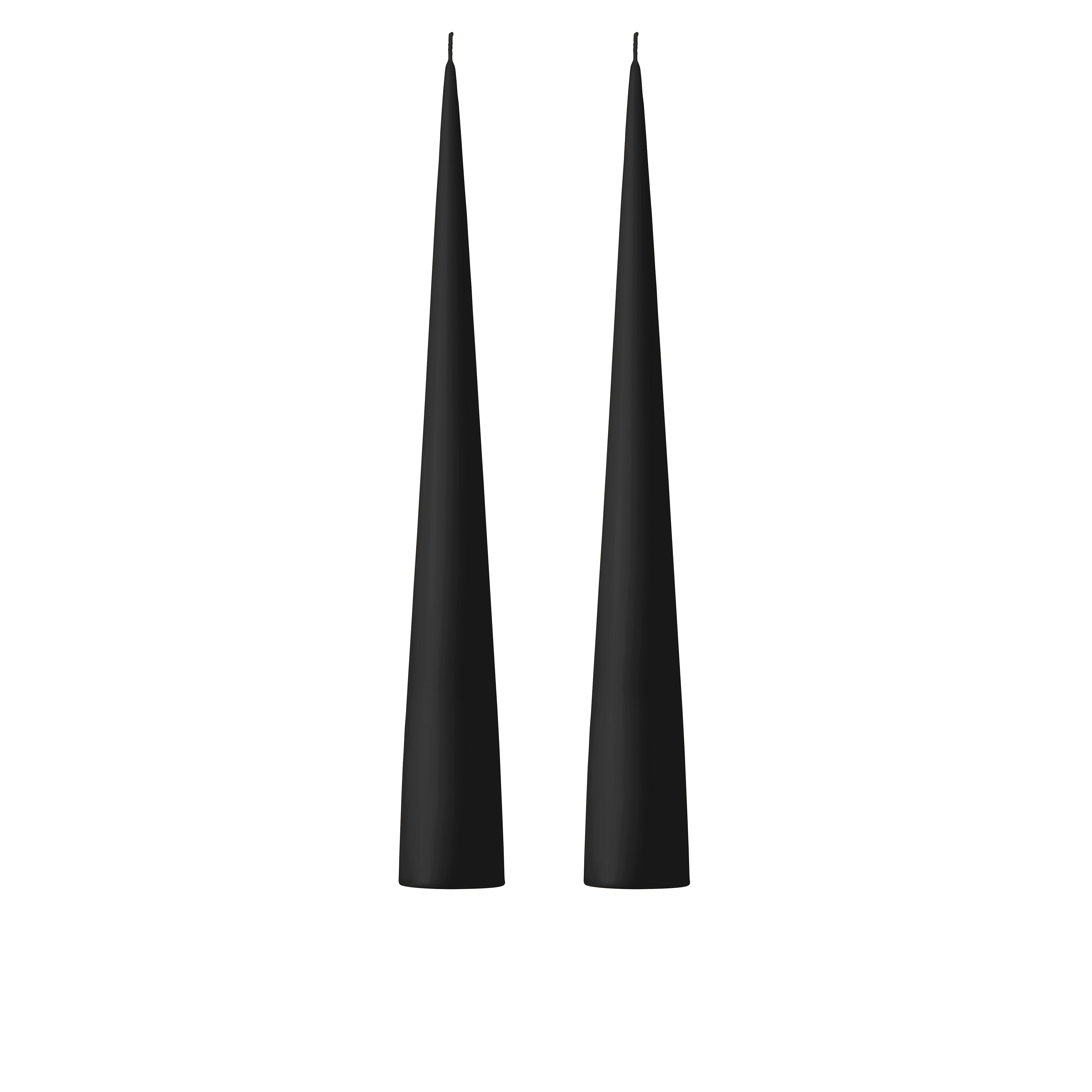 Velvet Matt Black Kokusuz 2'Li Kalın Konik Mum 37 Cm