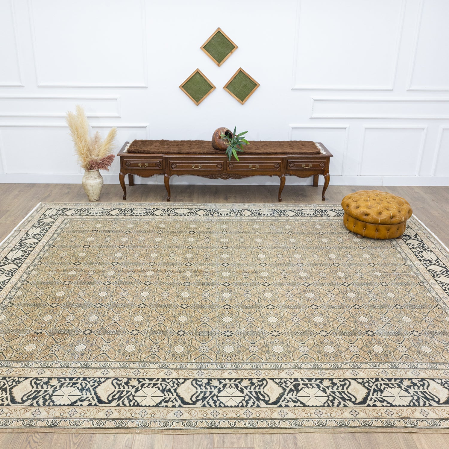 Eyvan Geometrik Çiçek Desenli El Dokuma İran Halısı 294x390 cm