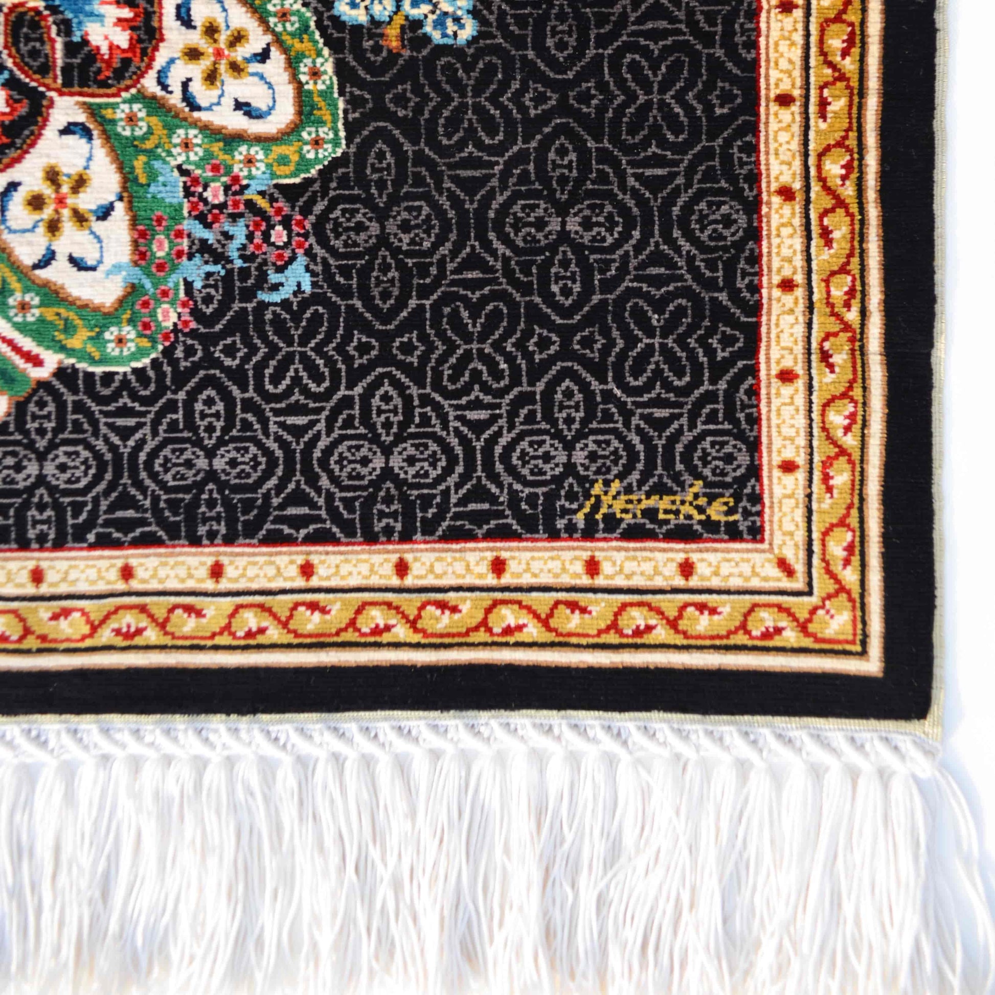 Ezhâr-I Lâtife Desenli Saf İpek El Dokuma Duvar Halısı (40x58 Cm)