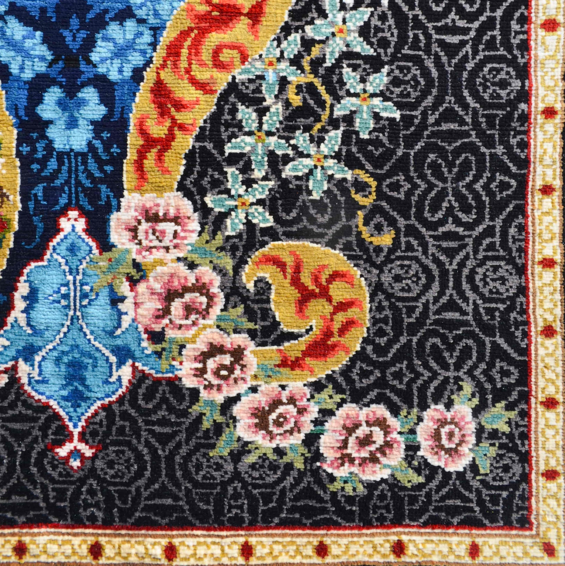 Ezhâr-I Lâtife Desenli Saf İpek El Dokuma Duvar Halısı (40x58 Cm)