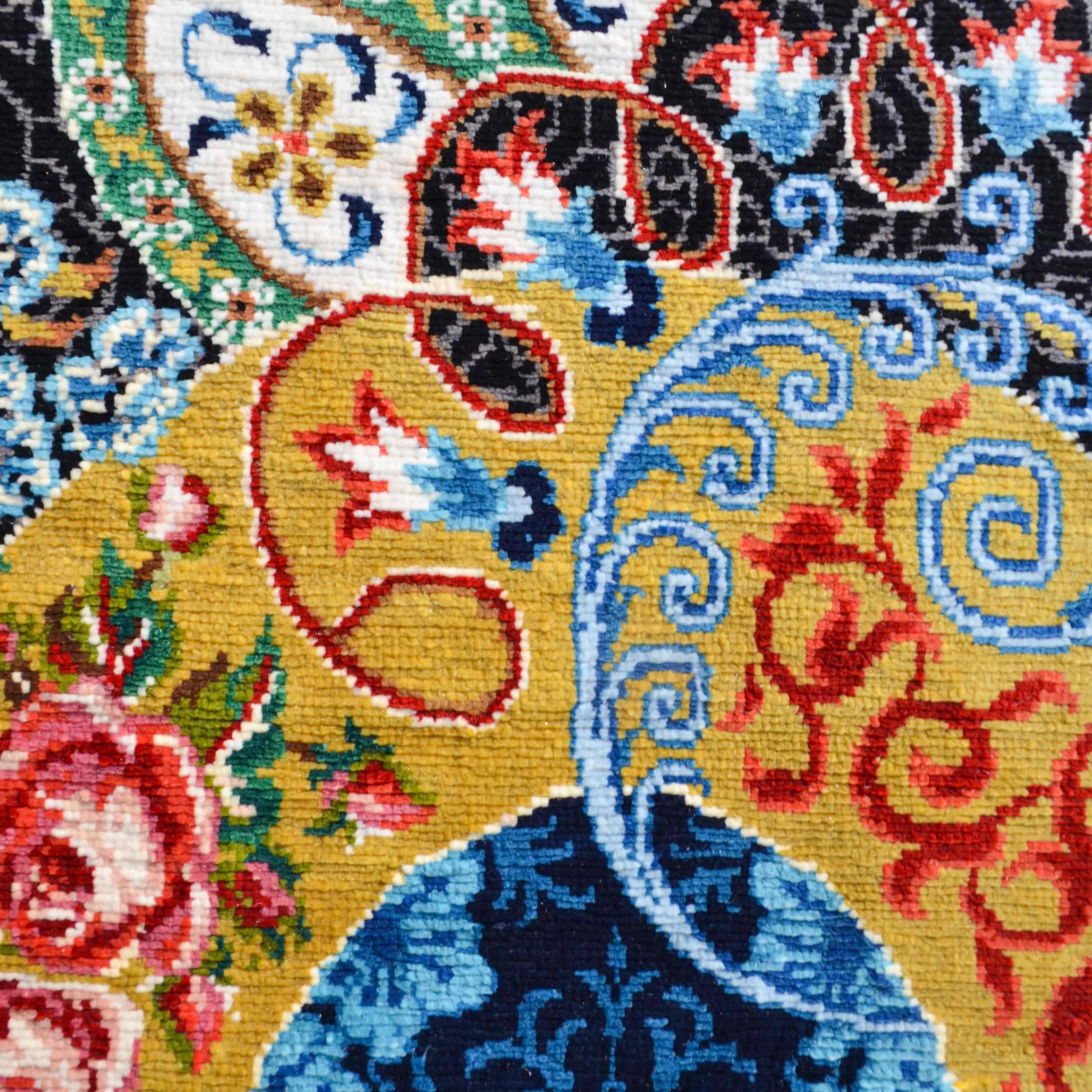 Ezhâr-I Lâtife Desenli Saf İpek El Dokuma Duvar Halısı (40x58 Cm)