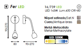 Fer Apli̇K 1l Satin Nickel Ø8x27 Cm Led 1x3w