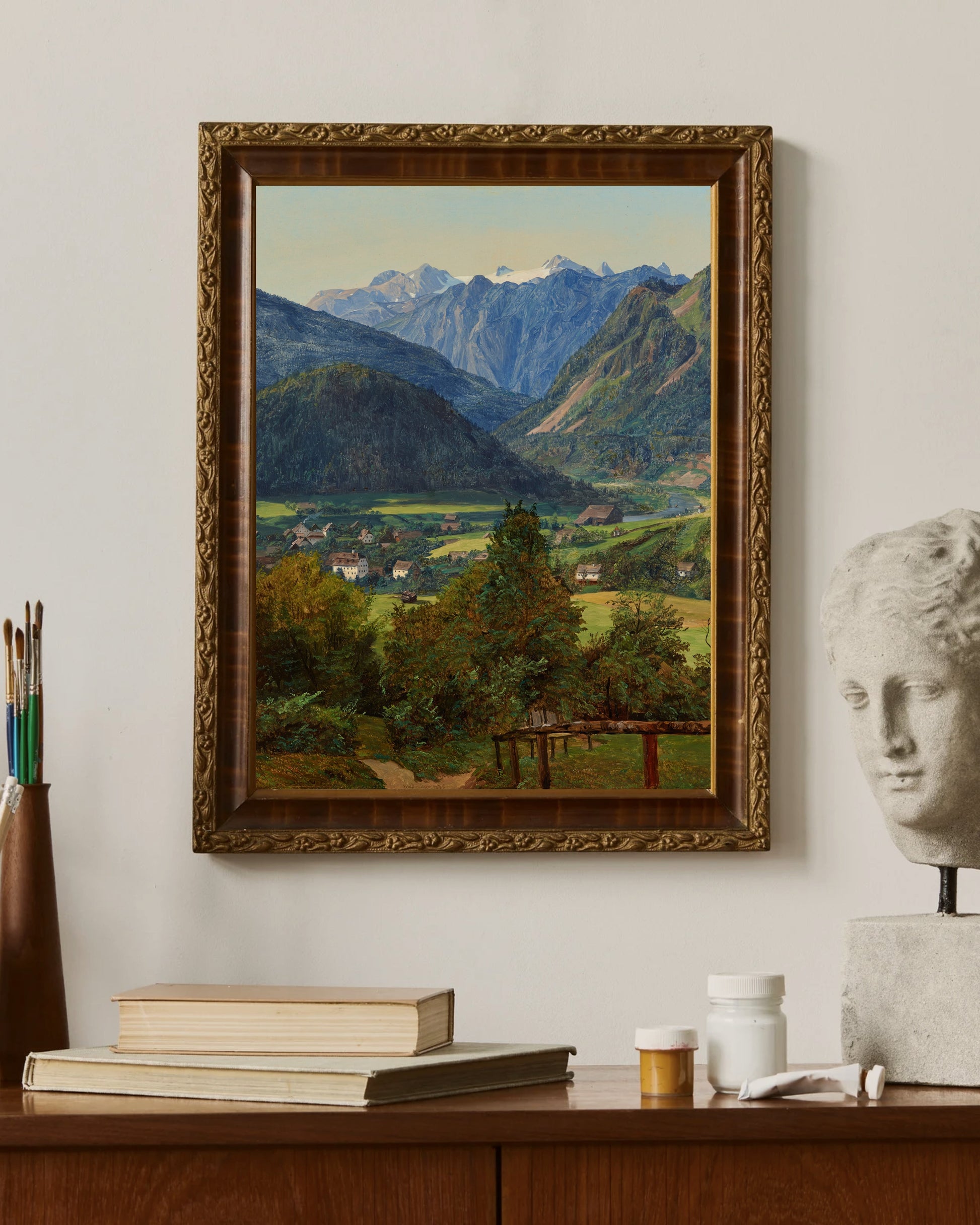 Ferdinand Georg Waldmüller - Sophien Doppelblick Yakınından Dachstein Manzarası Fine Art Baskı