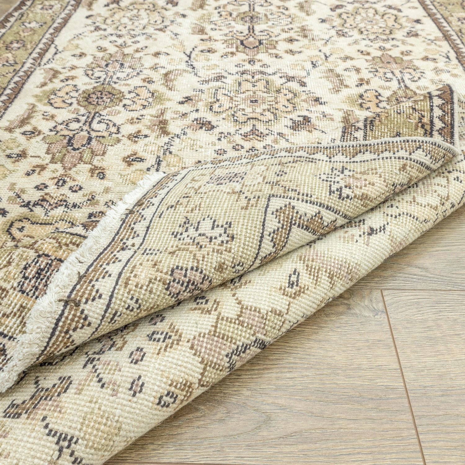 Fida Natural El Dokuma Vintage Halı 113x202 cm-Kilim & Halı-Soho Antiq-NowShopFun