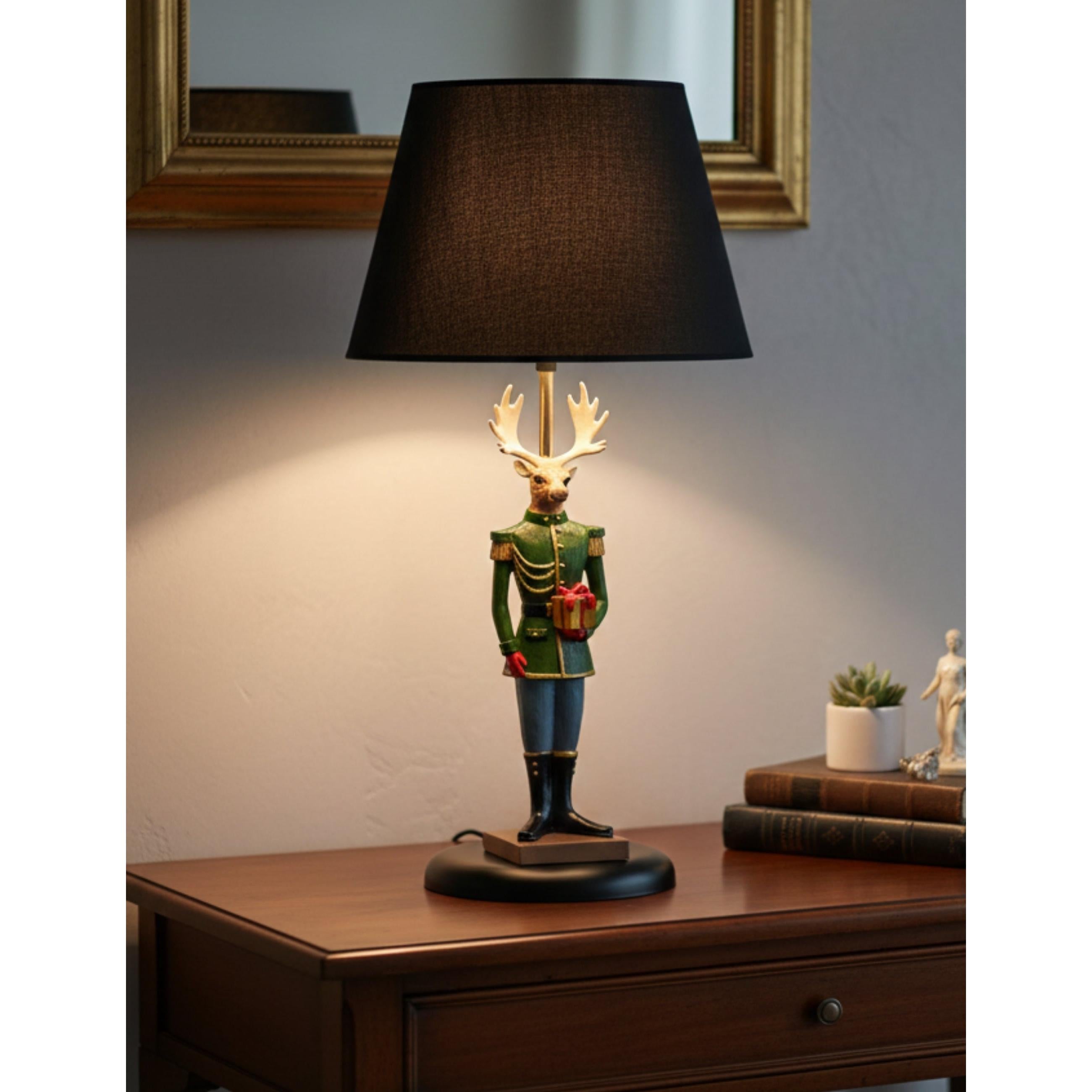 Fındıkkıran Geyik Asker Gift Figürlü Abajur & Biblo