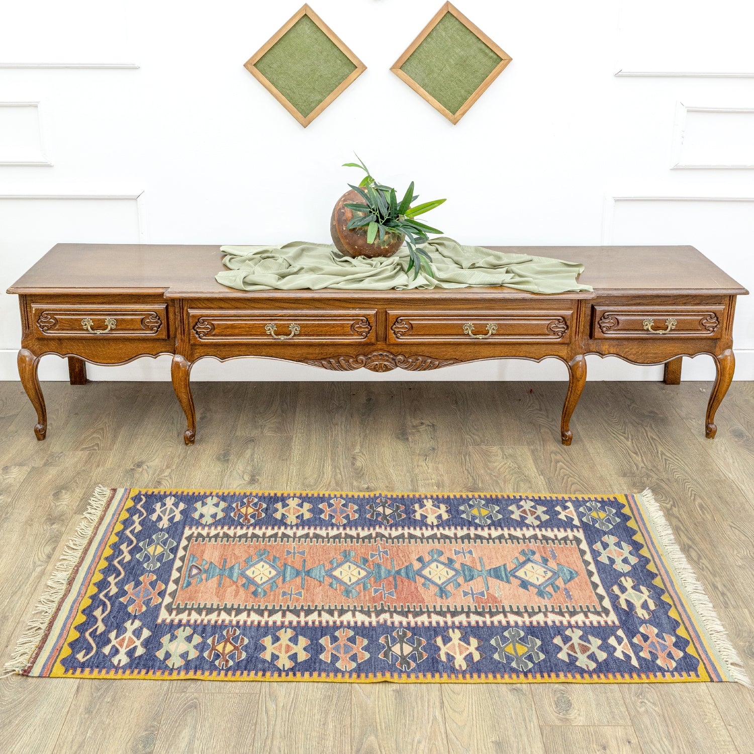 Firas Rustik Tasarımlı Yün Kilim 81x152 cm