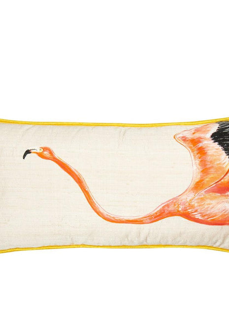 Flamingo İpek Şantuk Üzerine El Boyaması 2'Li Yastık Takımı-Yastık & Kırlent-ALPAQ STUDIO-NowShopFun