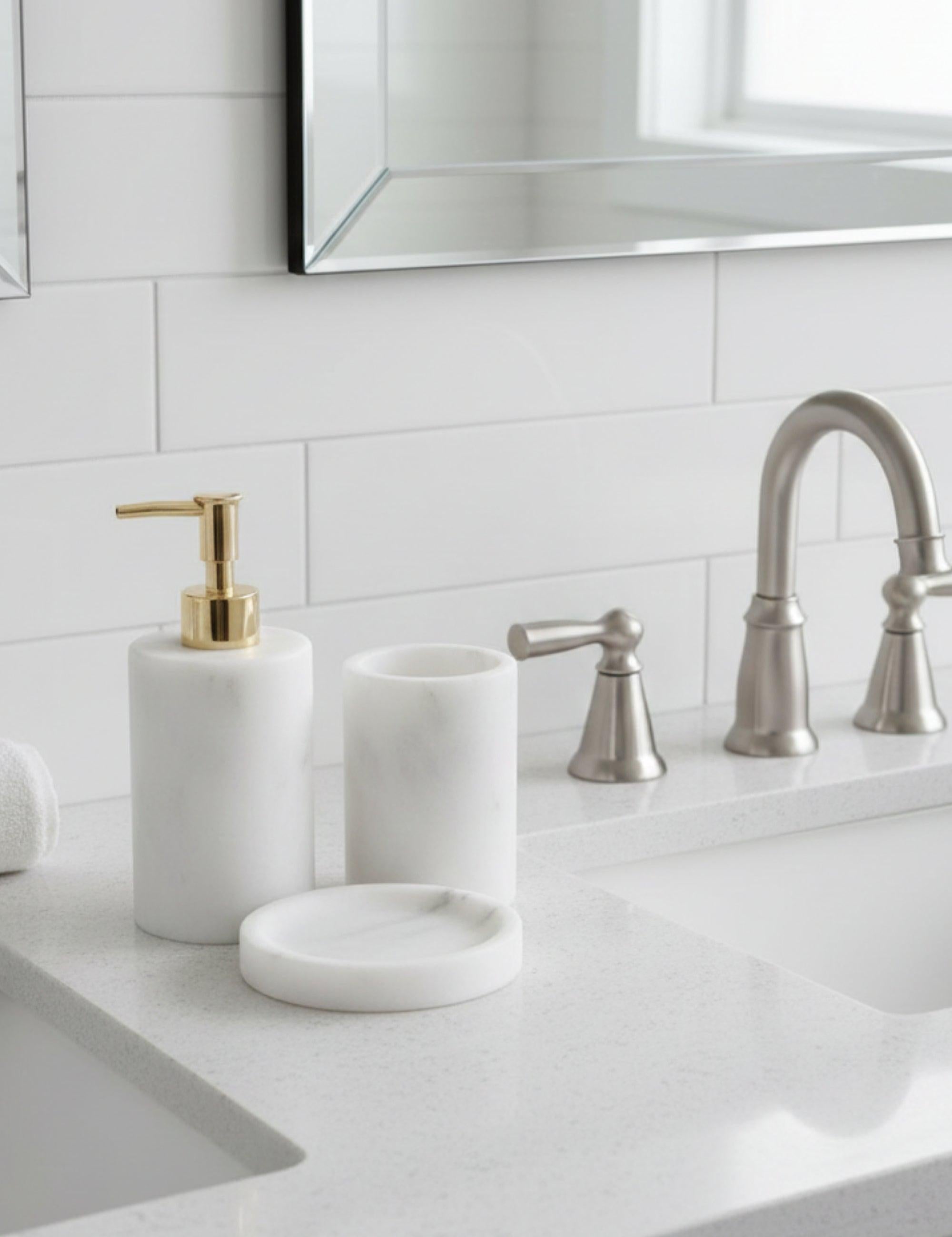 Flora Mermer 3'lü Banyo Seti - Gold