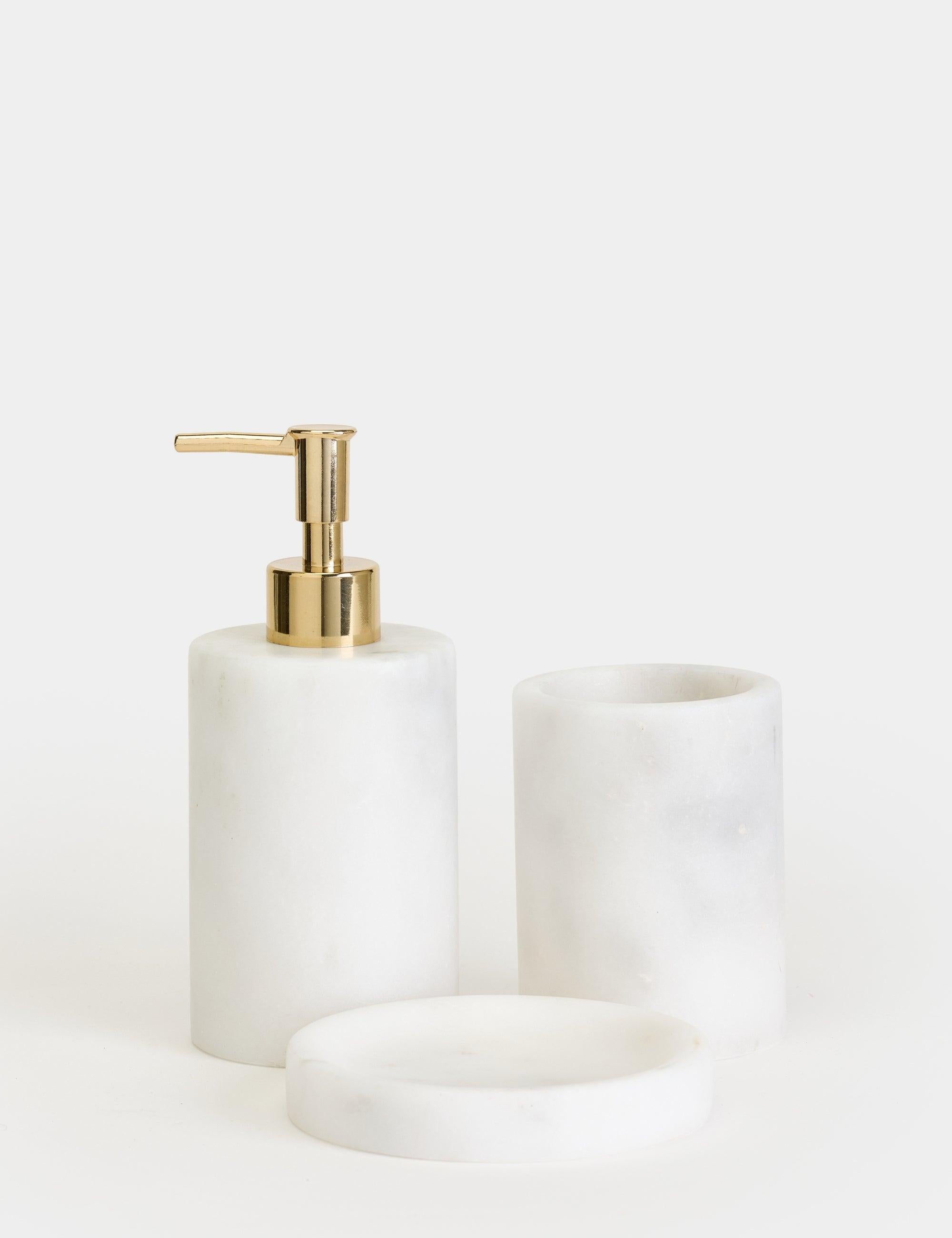 Flora Mermer 3'lü Banyo Seti - Gold