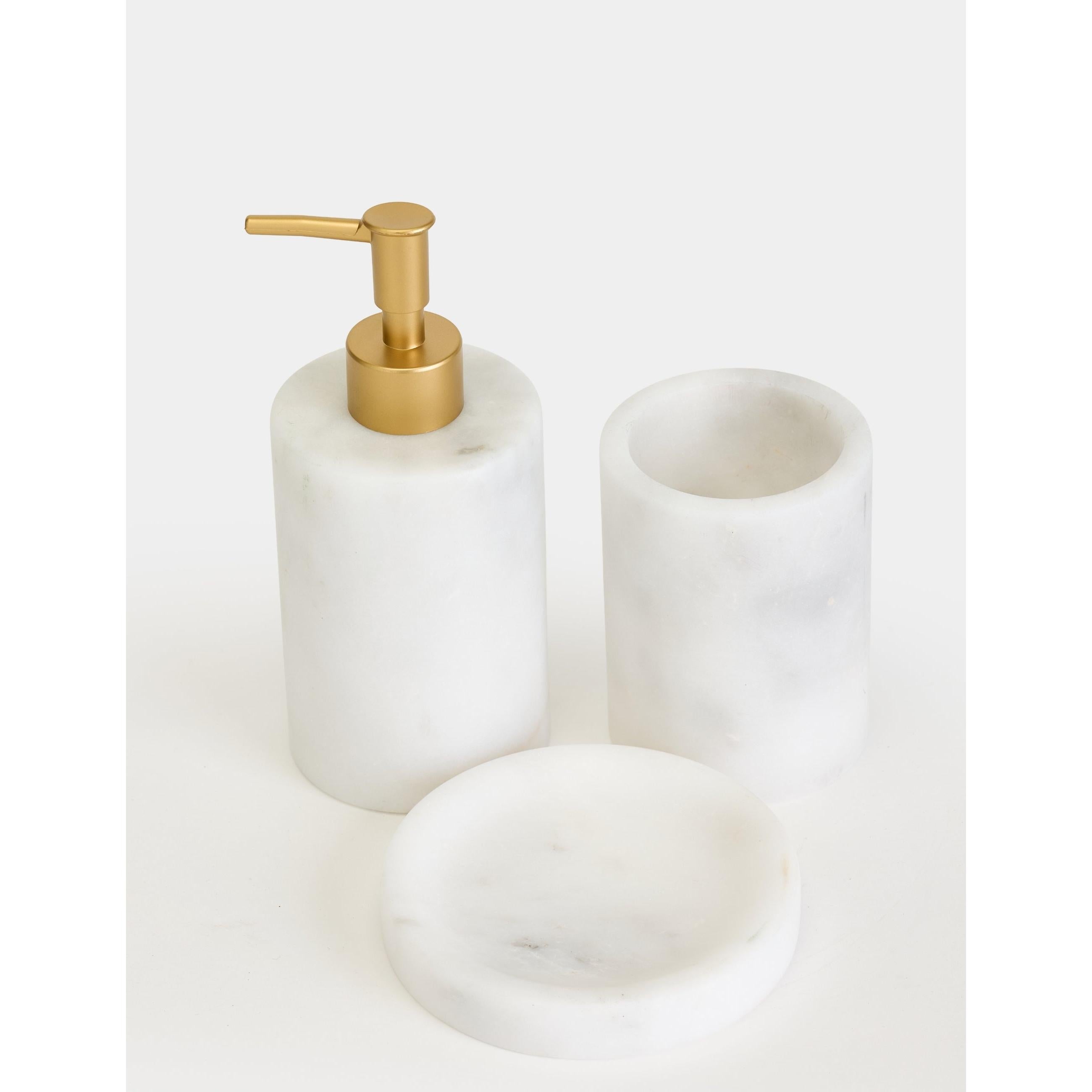 Flora Mermer 3'lü Banyo Seti - Mat Gold