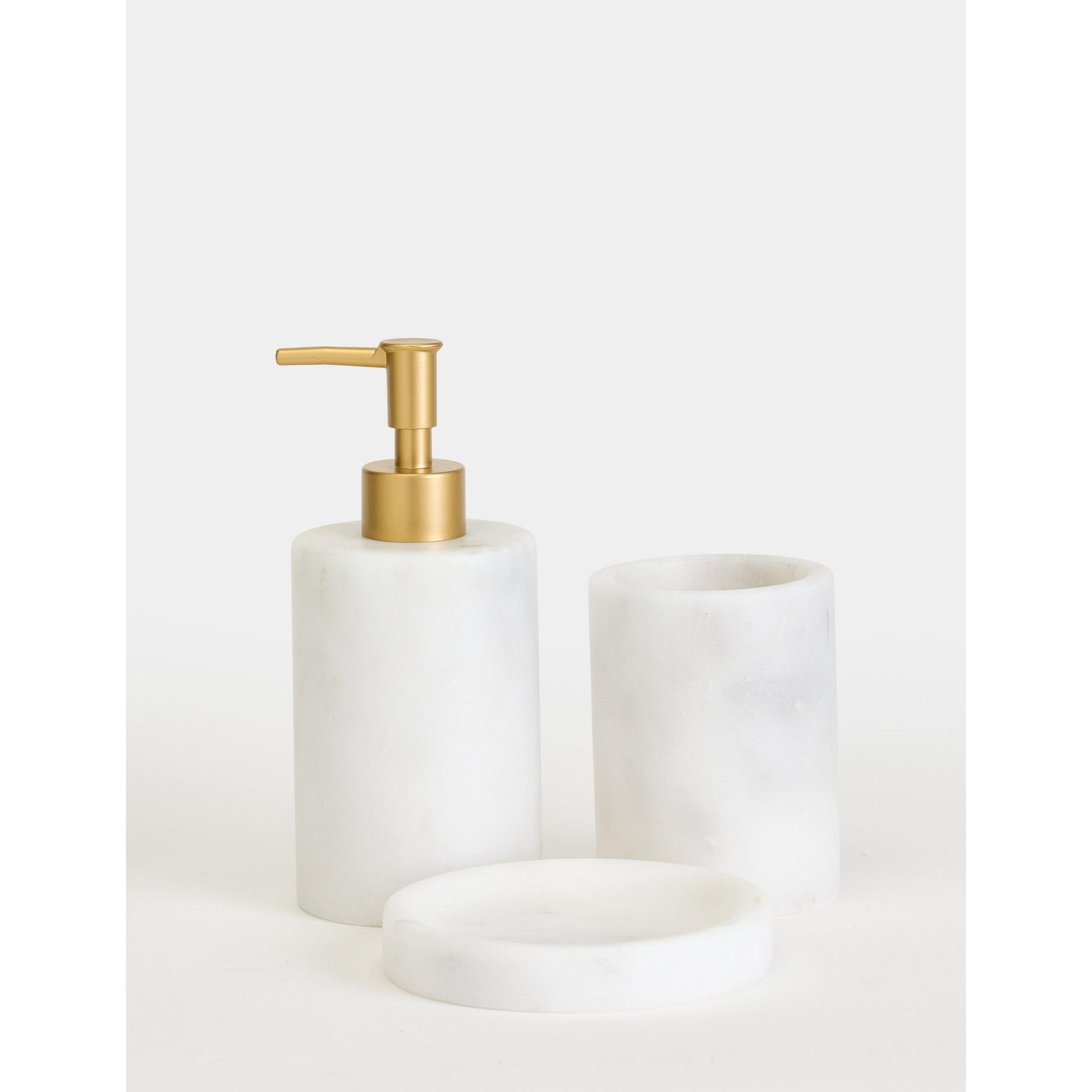 Flora Mermer 3'lü Banyo Seti - Mat Gold