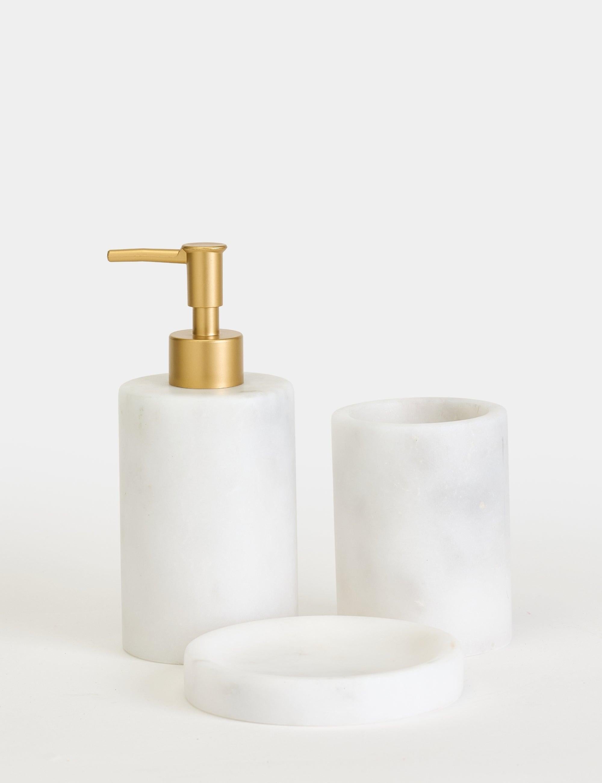 Flora Mermer 3'lü Banyo Seti - Mat Gold