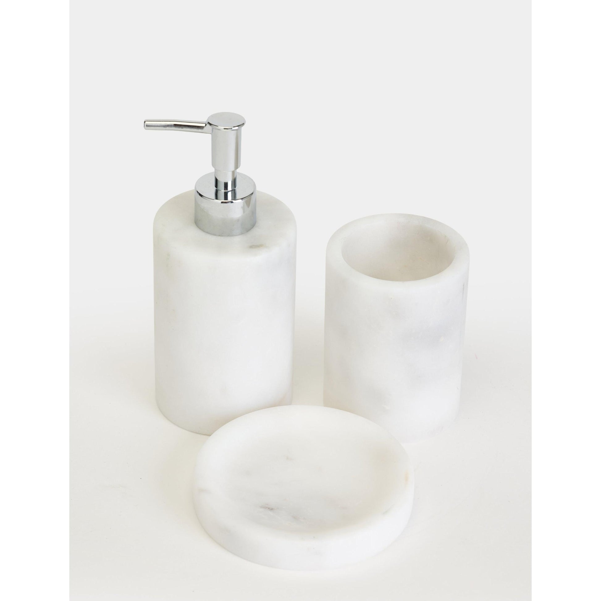 Flora Mermer 3'lü Banyo Seti - Silver