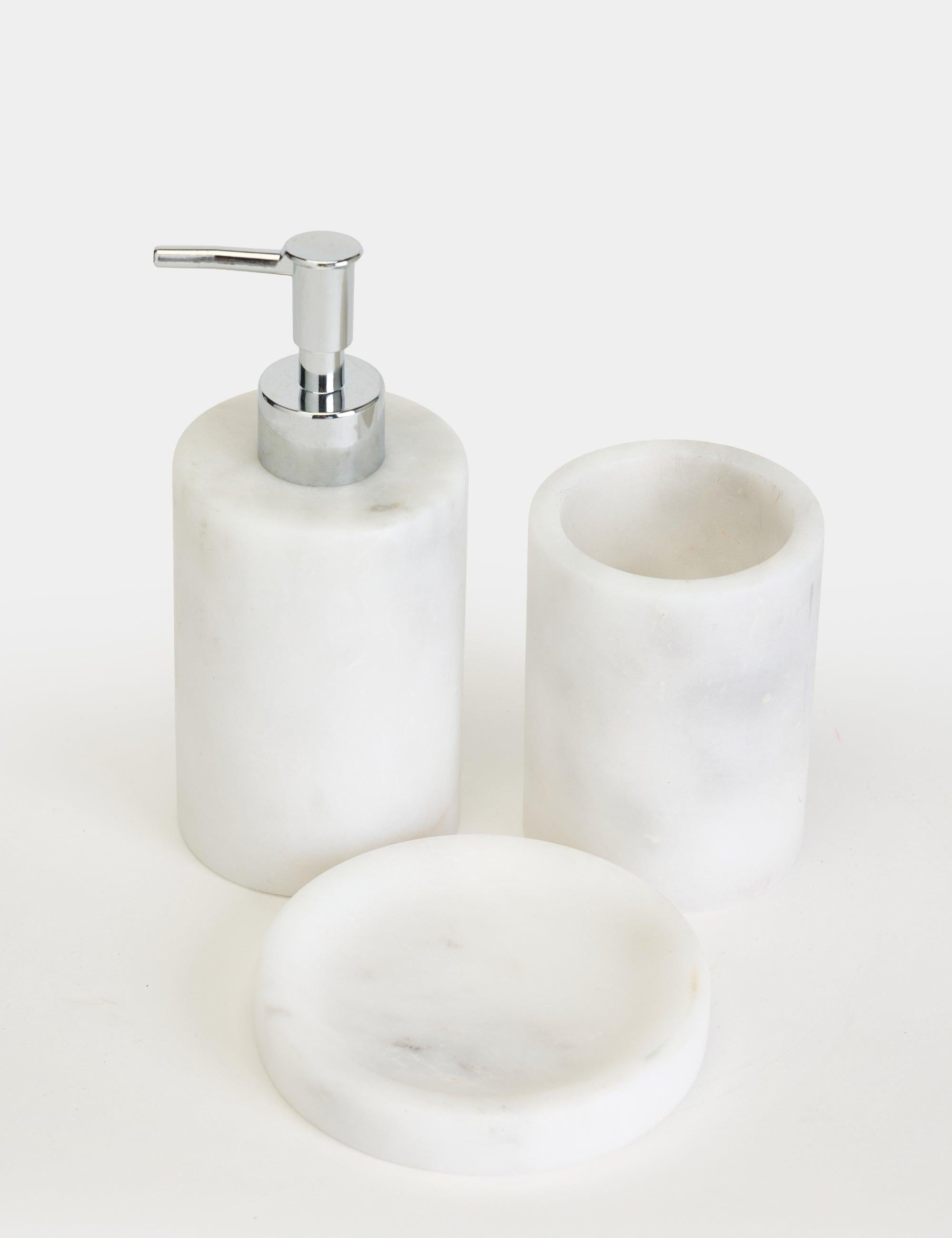 Flora Mermer 3'lü Banyo Seti - Silver