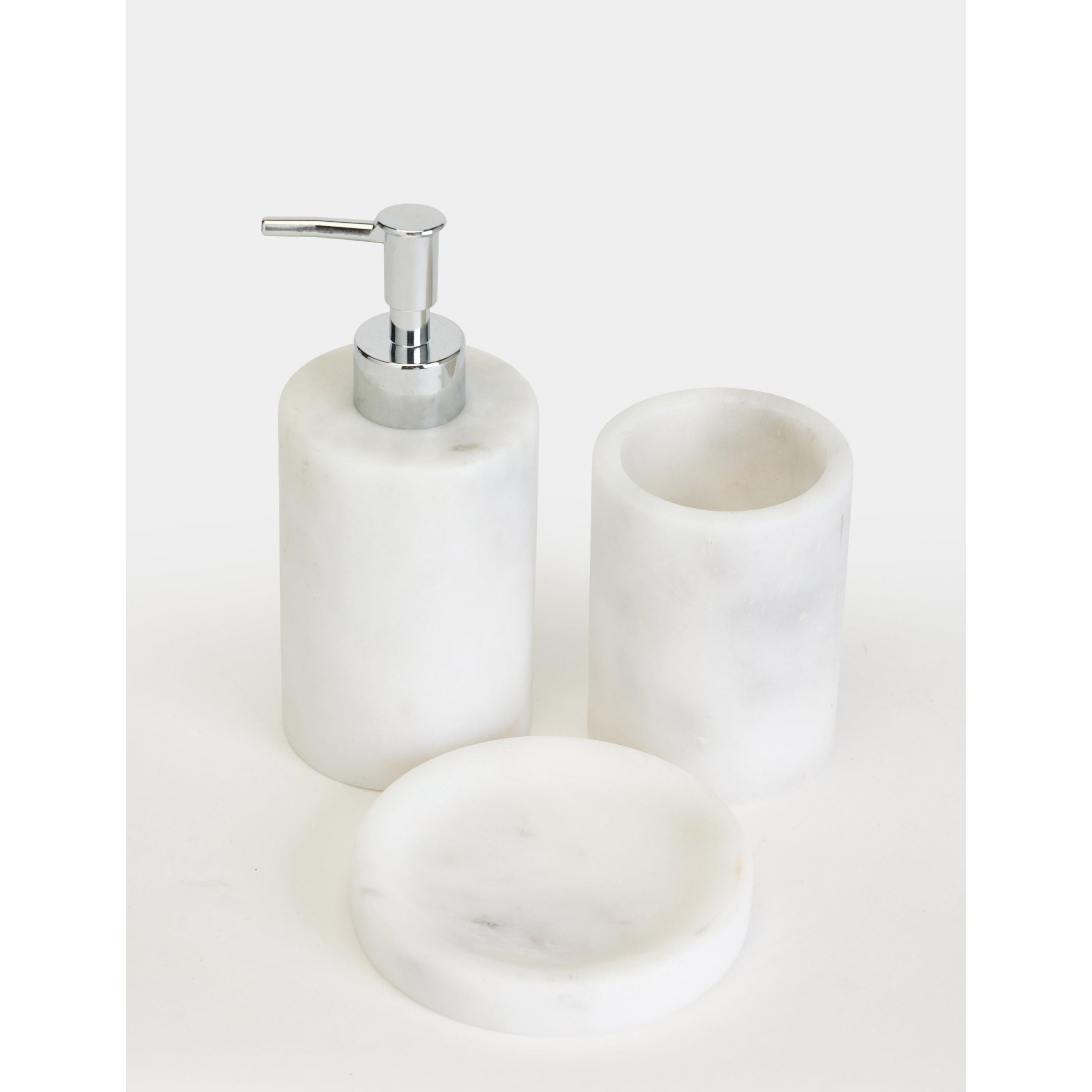 Flora Mermer 3'lü Banyo Seti - Silver