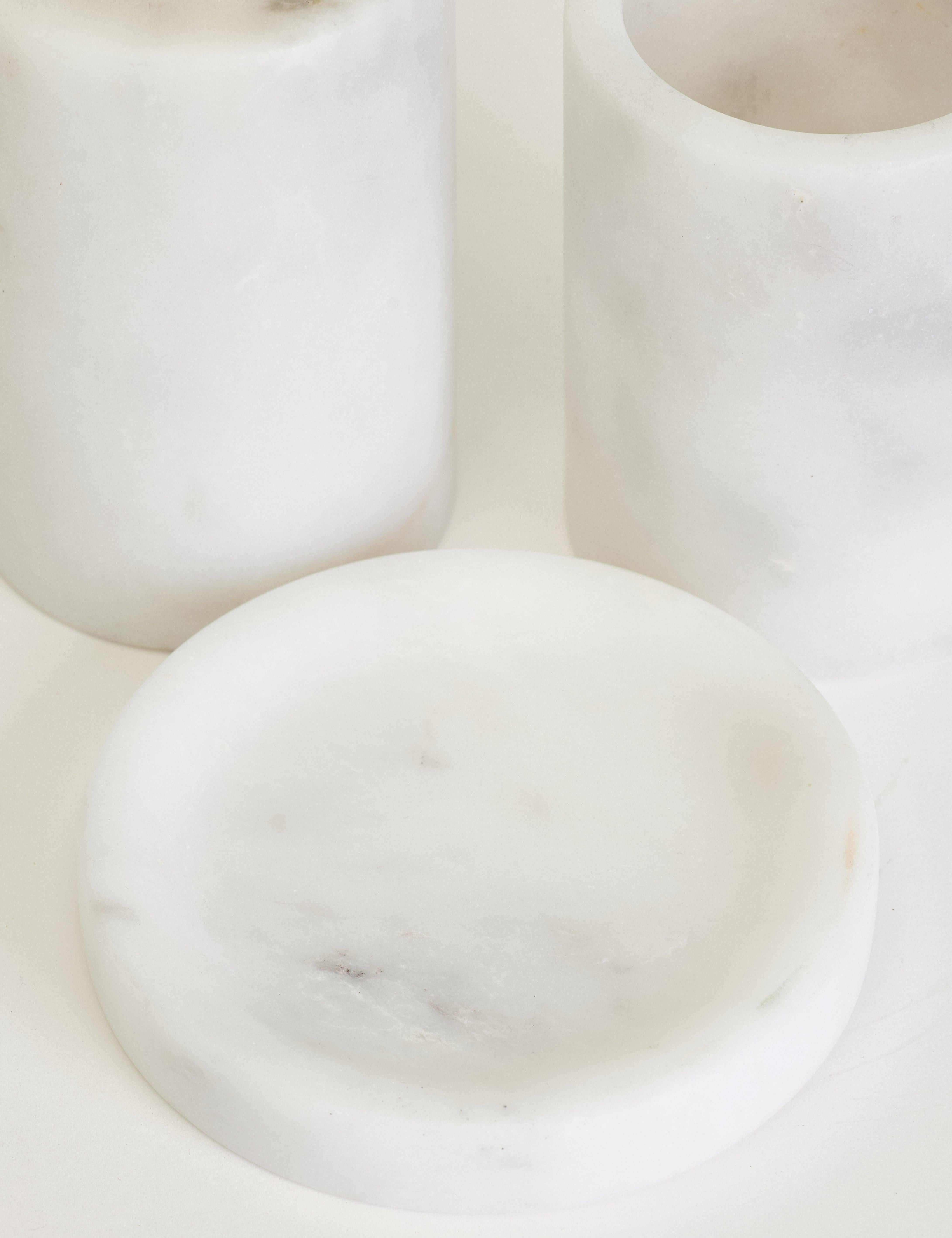 Flora Mermer 3'lü Banyo Seti - Silver