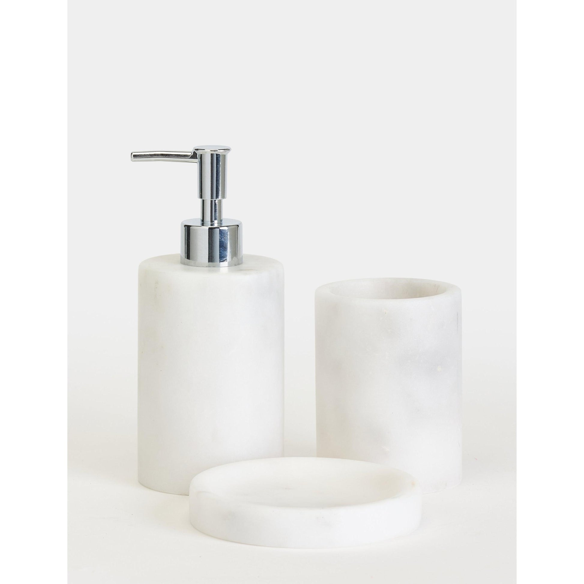 Flora Mermer 3'lü Banyo Seti - Silver