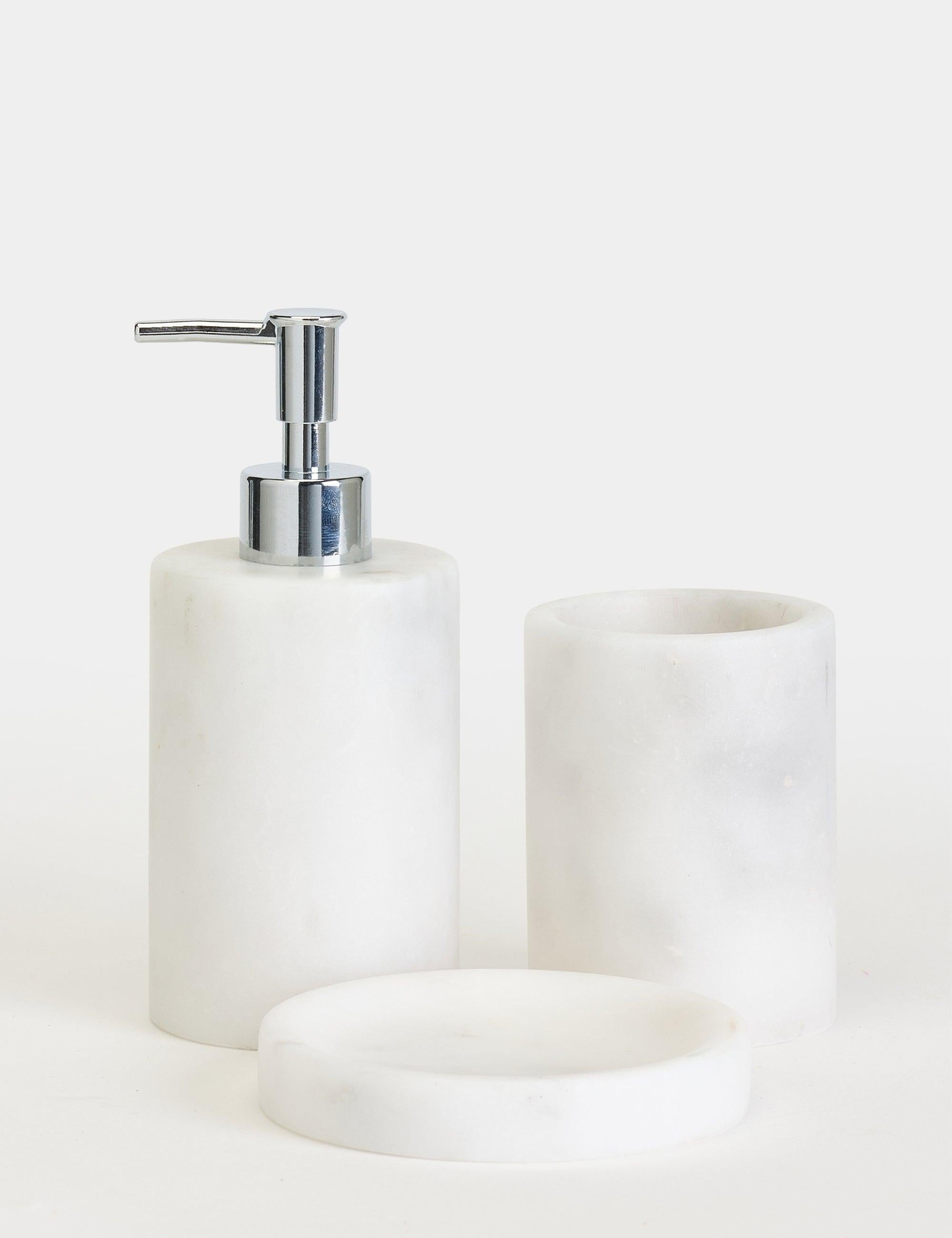 Flora Mermer 3'lü Banyo Seti - Silver