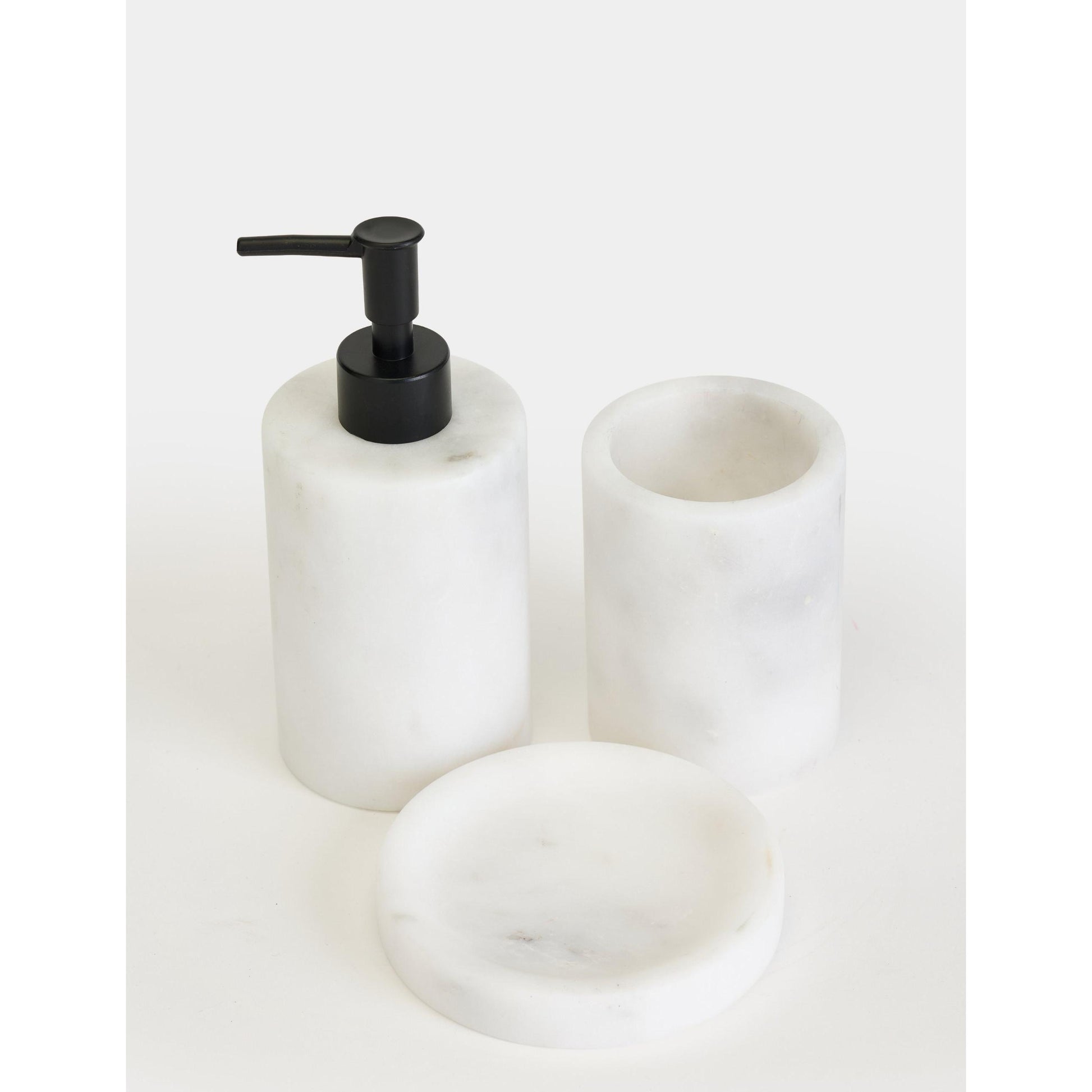 Flora Mermer 3'lü Banyo Seti - Siyah