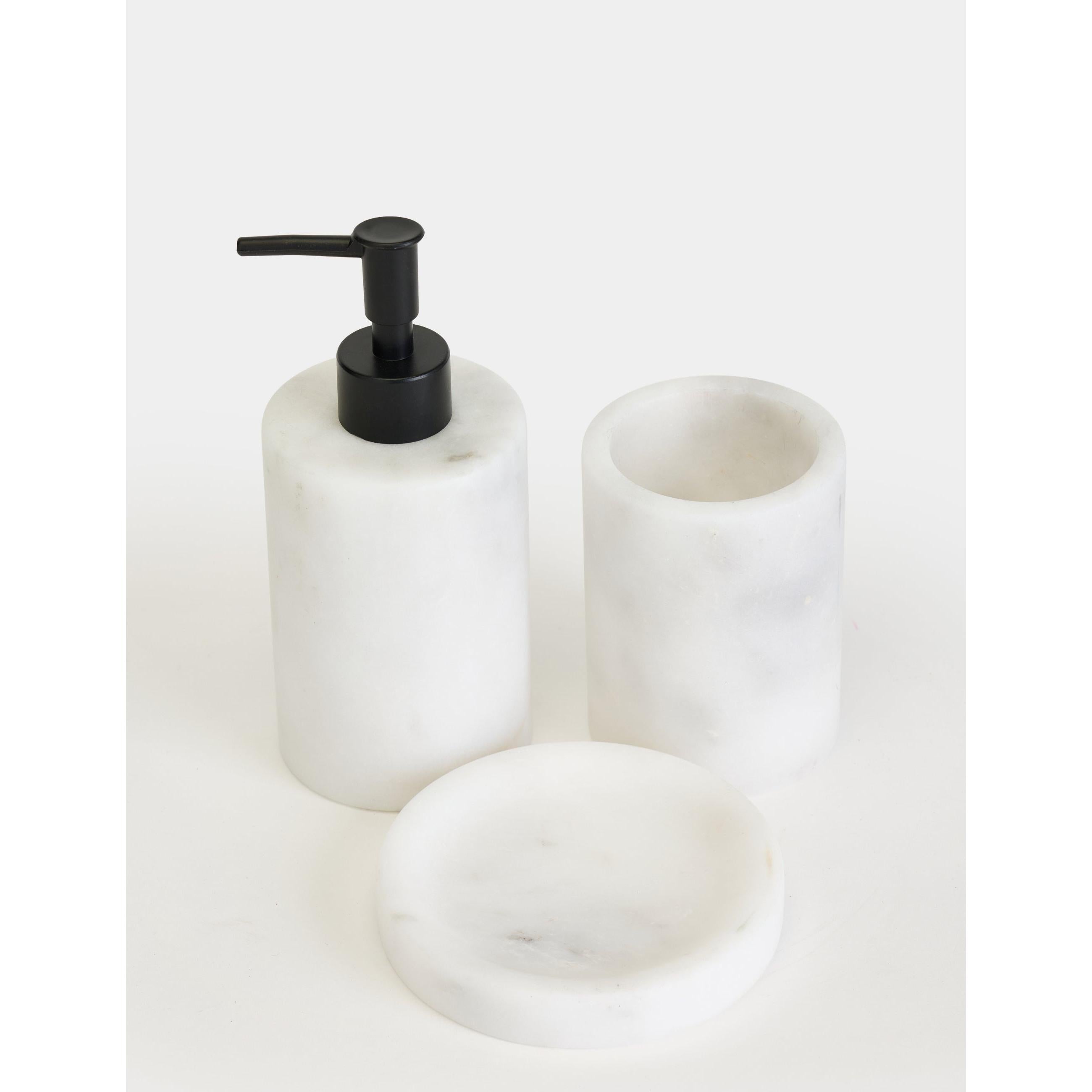 Flora Mermer 3'lü Banyo Seti - Siyah