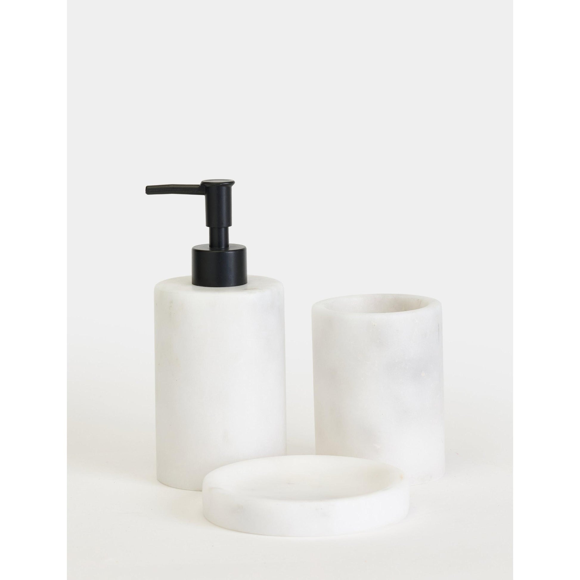 Flora Mermer 3'lü Banyo Seti - Siyah