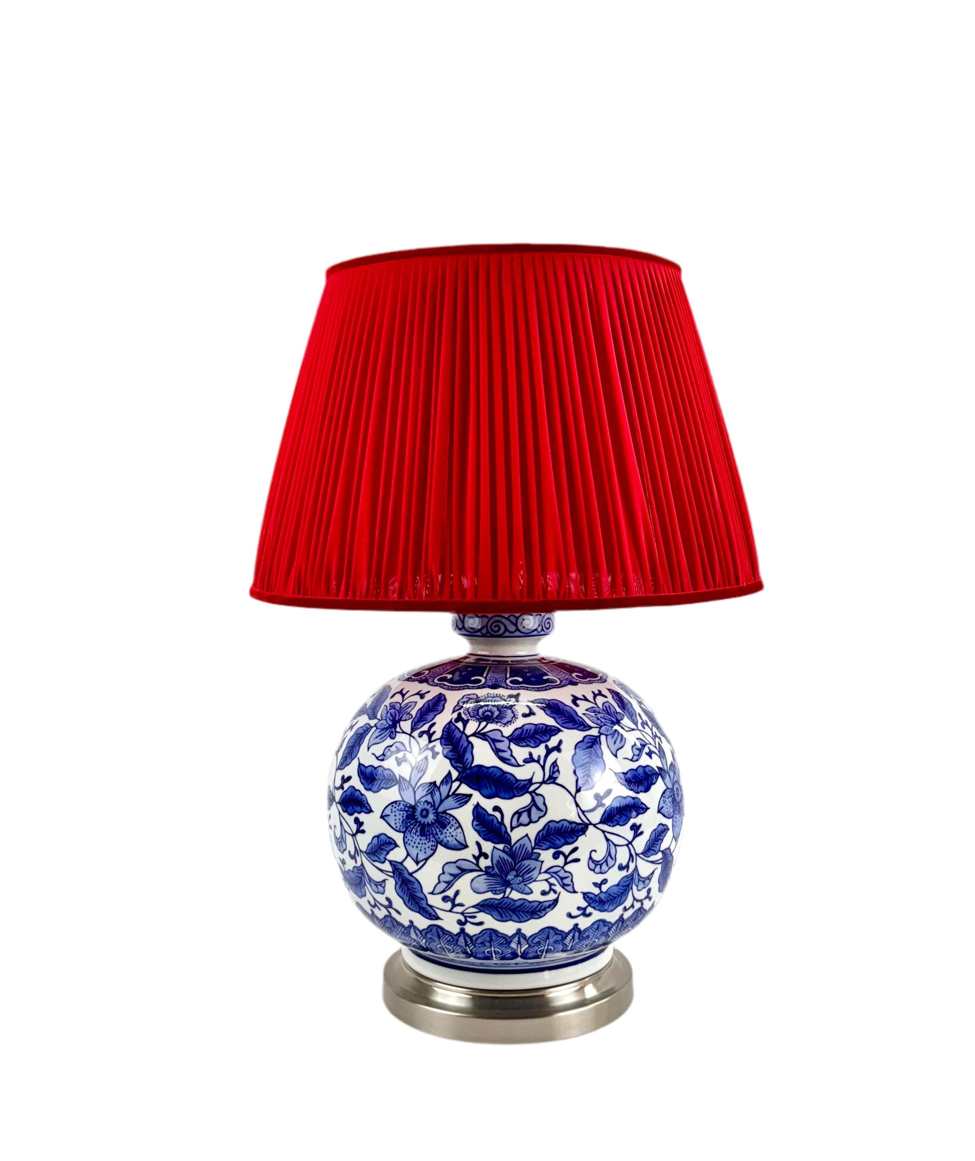 Floral Bleu Blanc Porselen Abajur