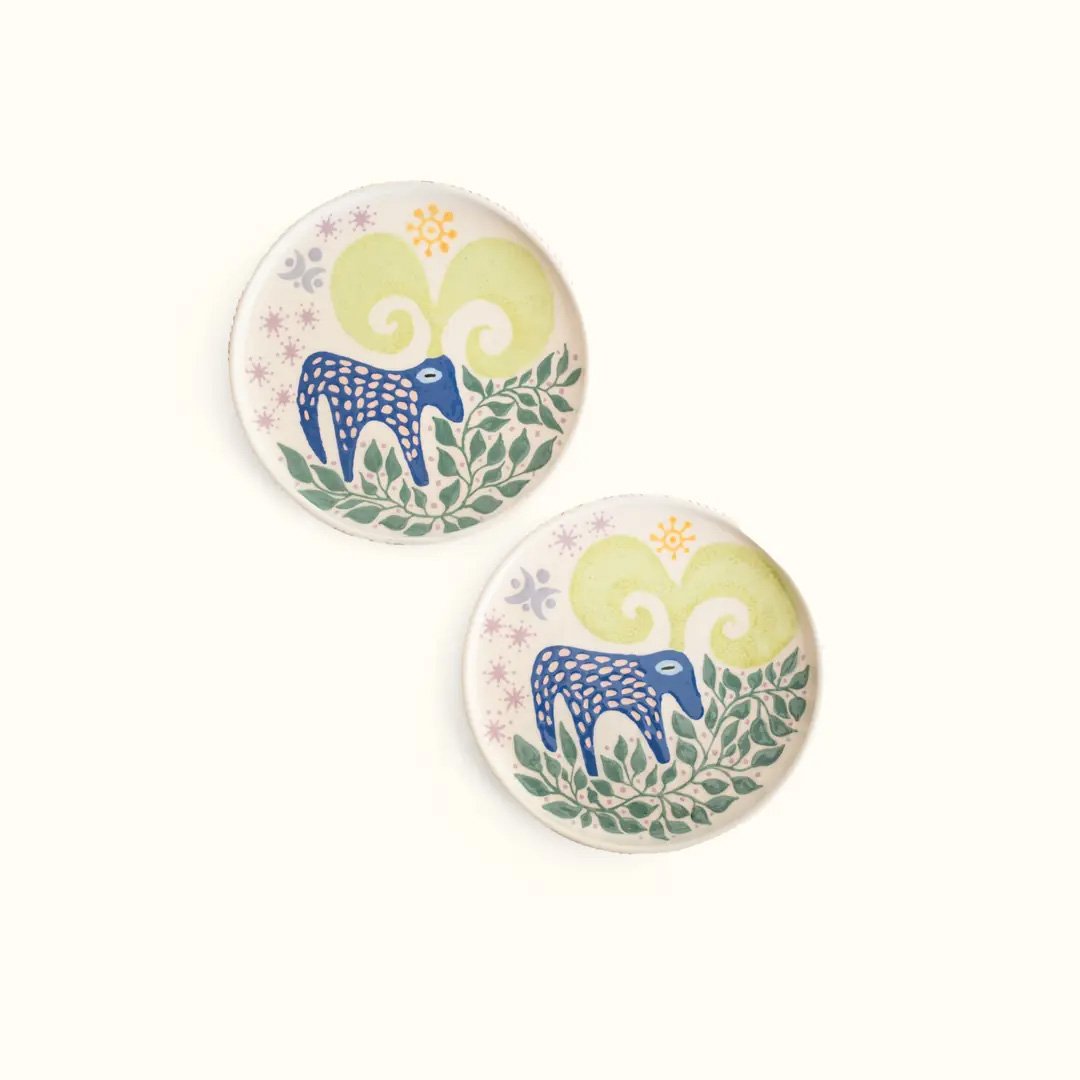 Folk Keçi Figürlü Seramik Tabak