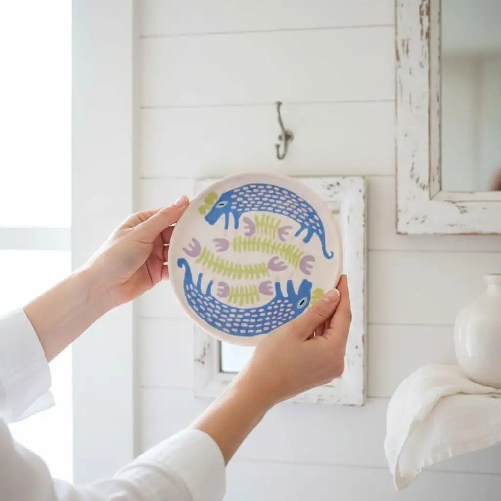 Folk Keçi Figürlü Seramik Tabak