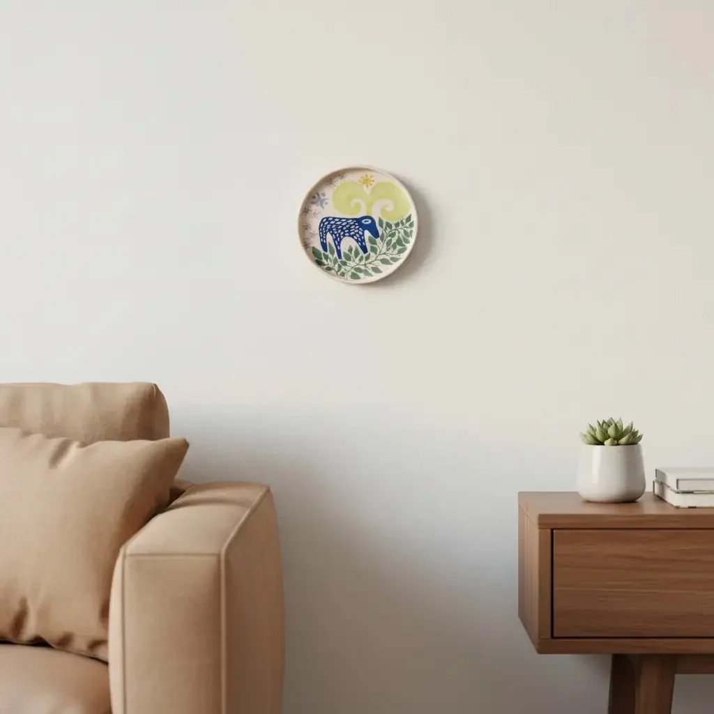 Folk Keçi Figürlü Seramik Tabak