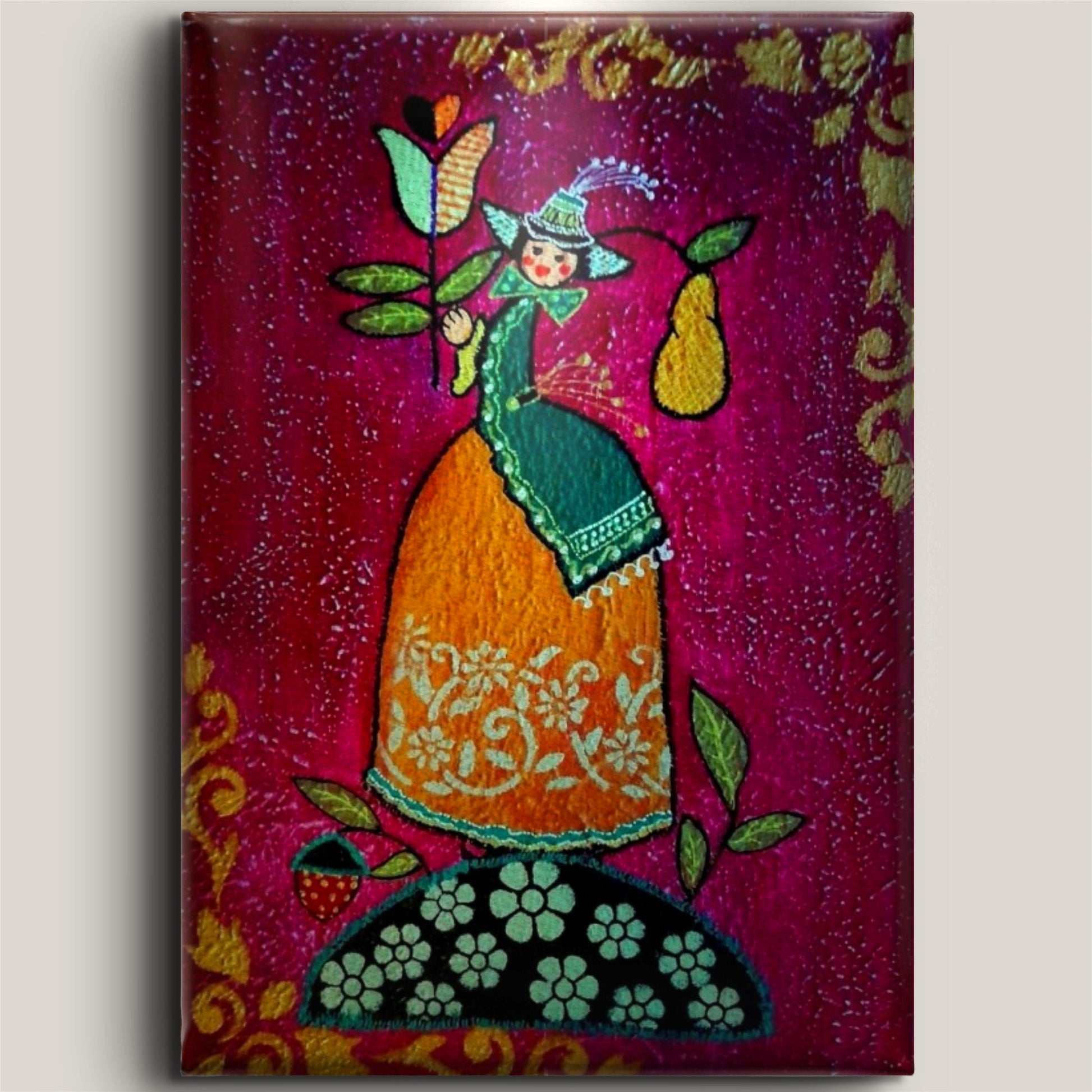 Folk Lady Tablo El Yapımı Ahşap Üzerine Akrilik Duvar Dekoru