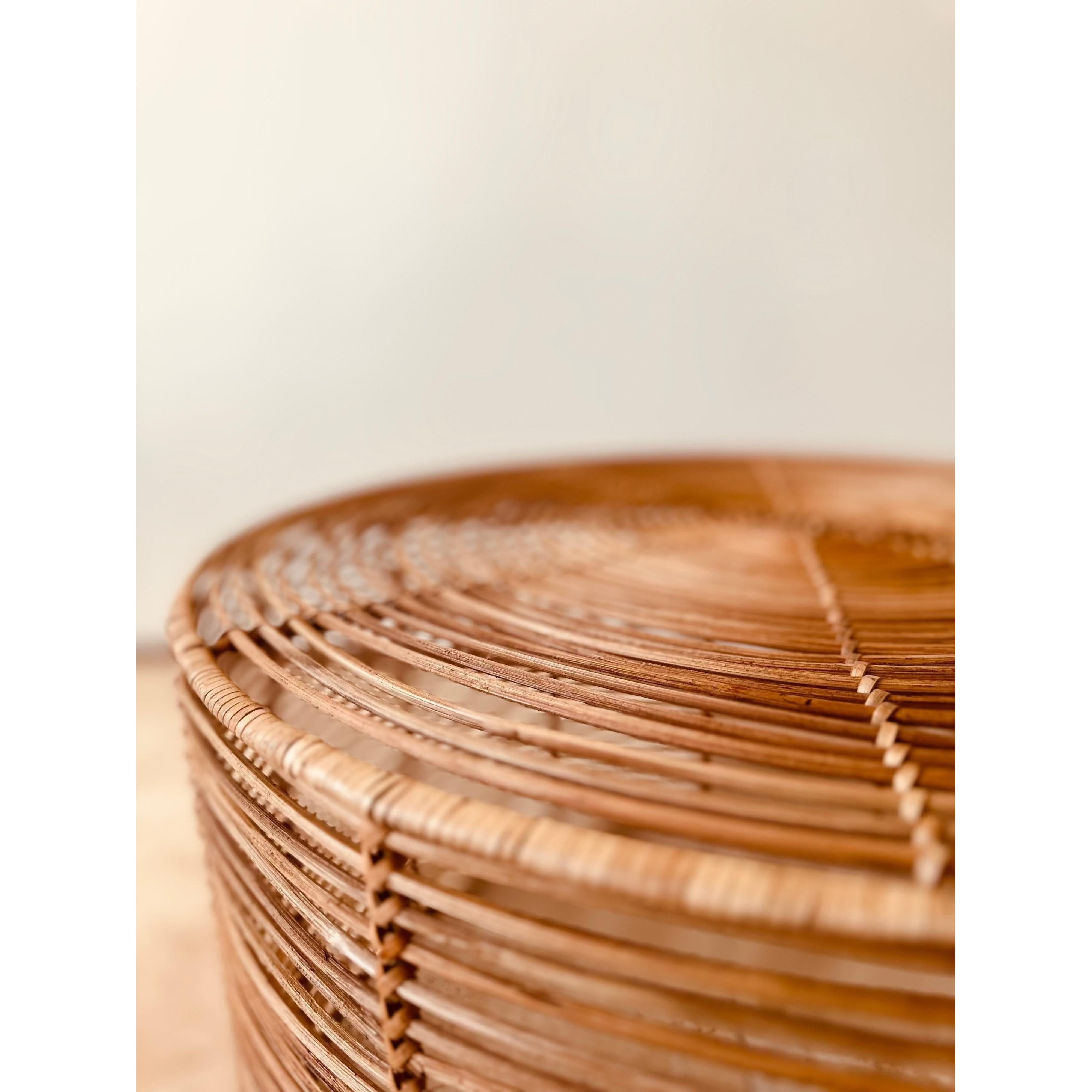 Folk Yuvarlak Rattan Sehpa