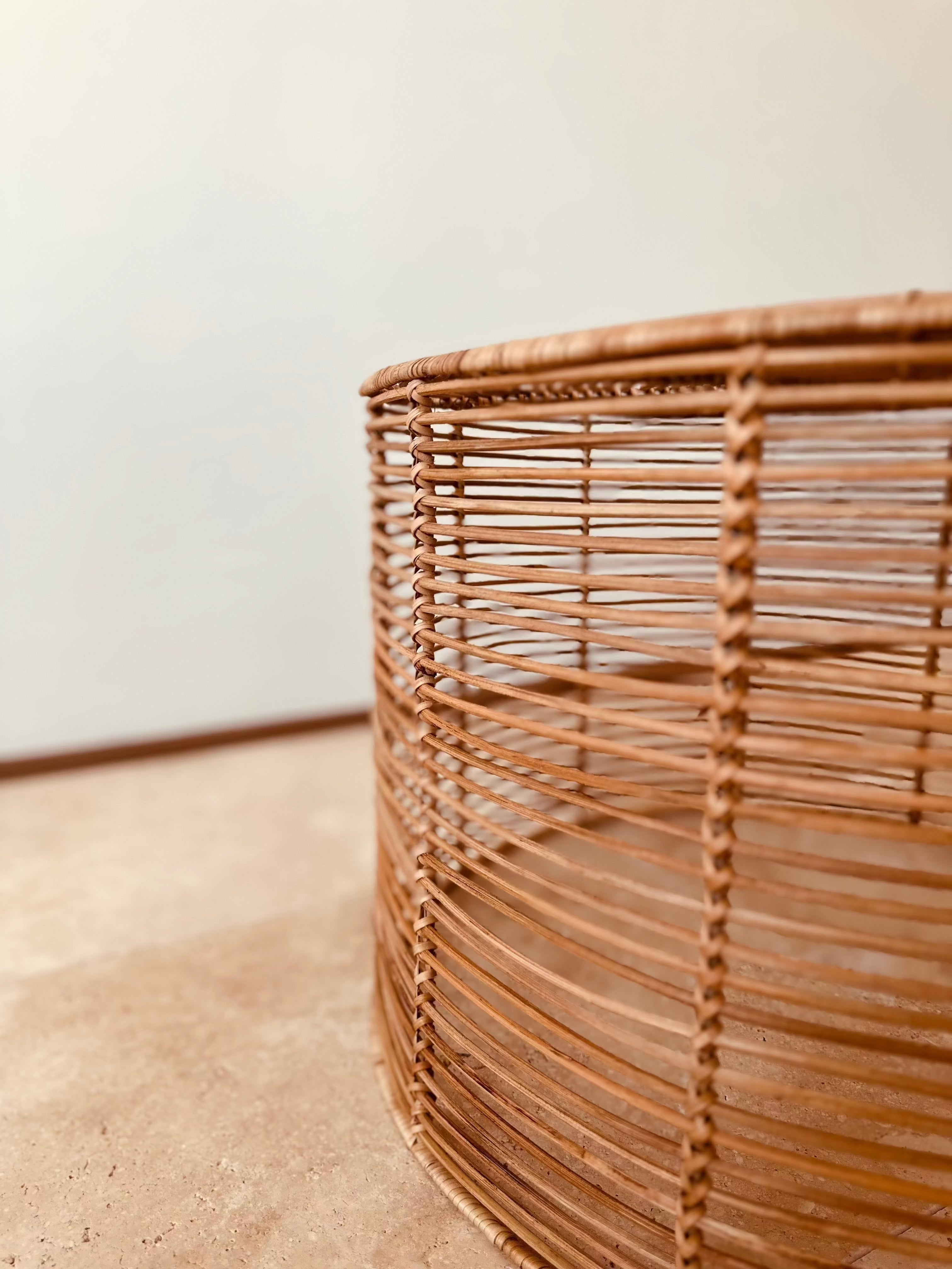 Folk Yuvarlak Rattan Sehpa