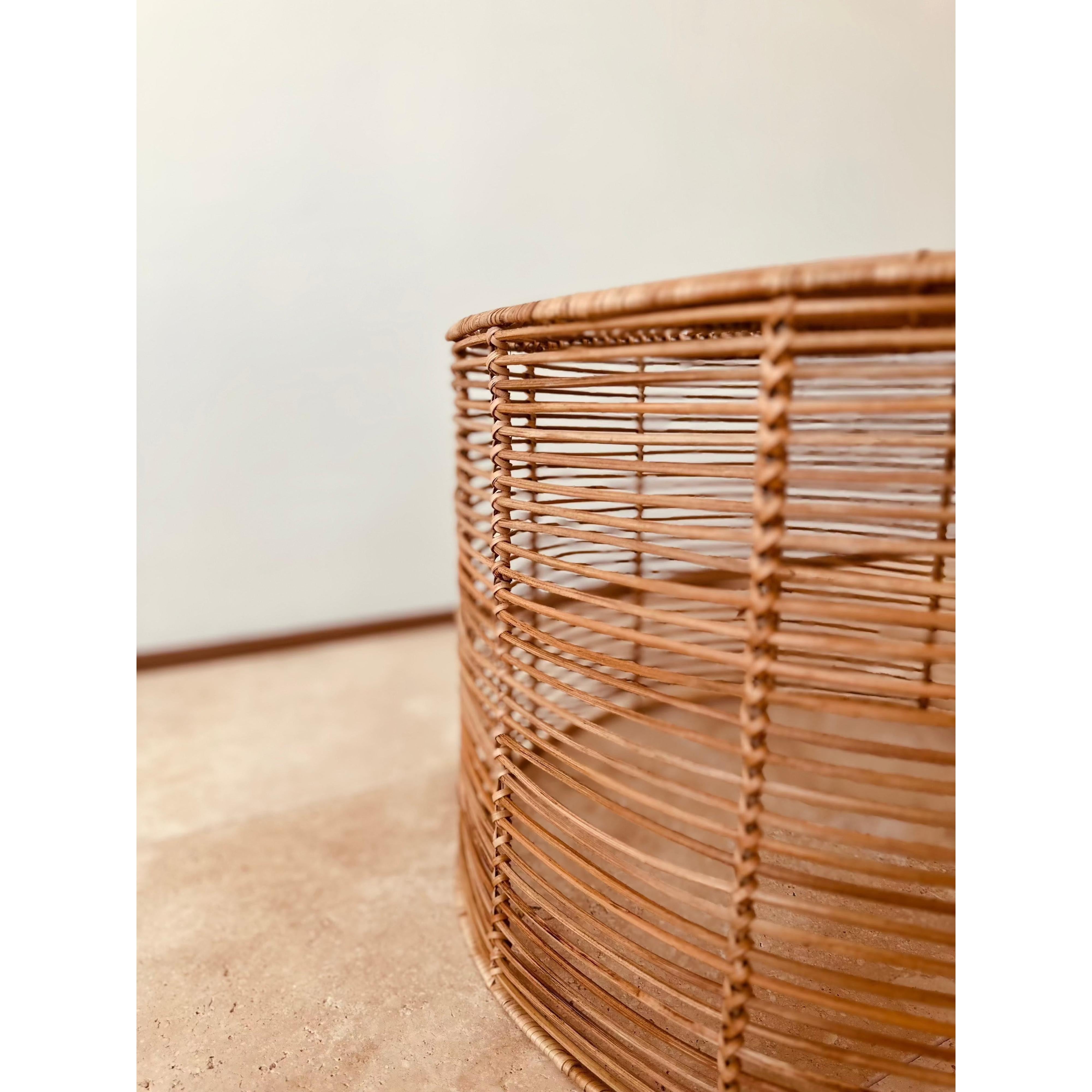 Folk Yuvarlak Rattan Sehpa