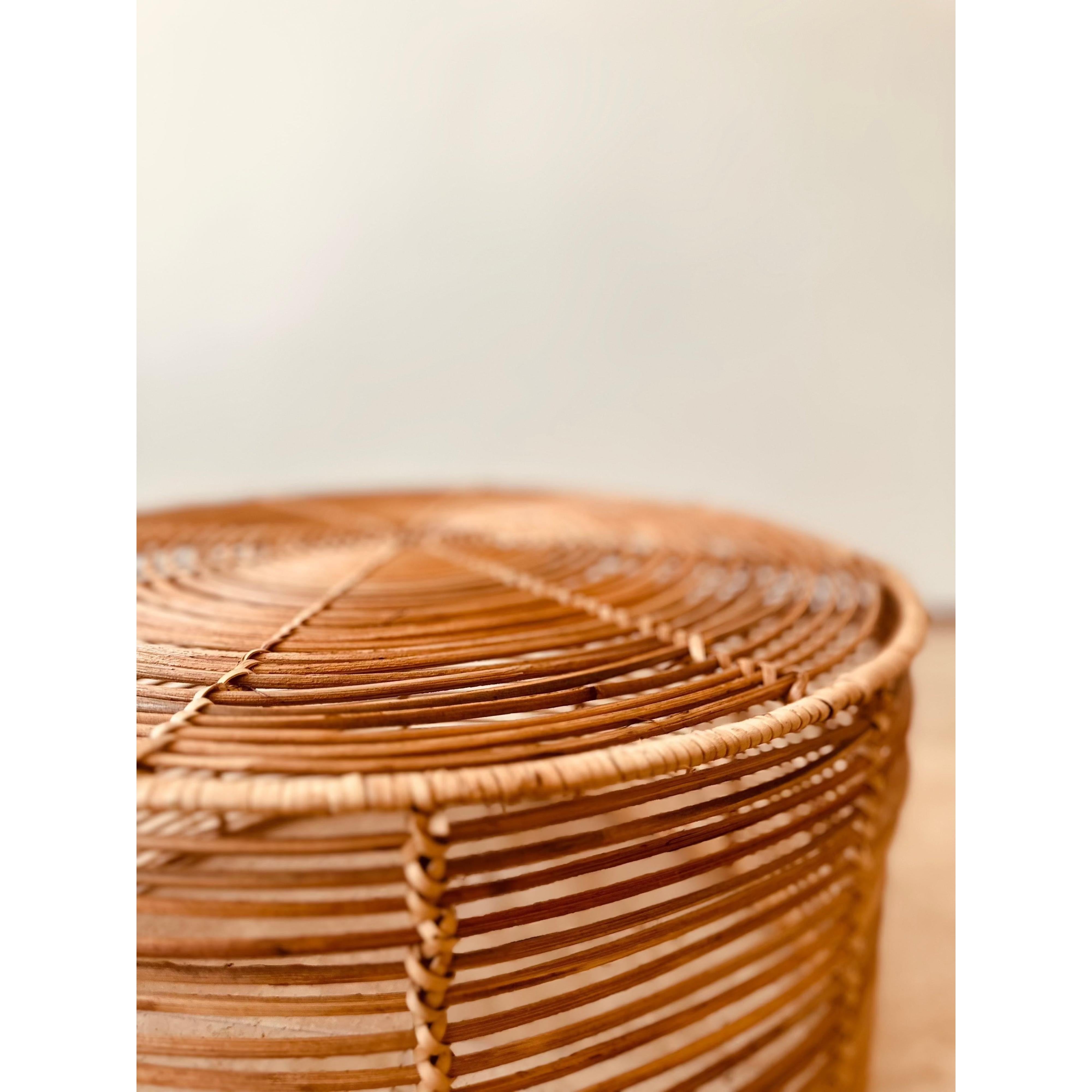 Folk Yuvarlak Rattan Sehpa