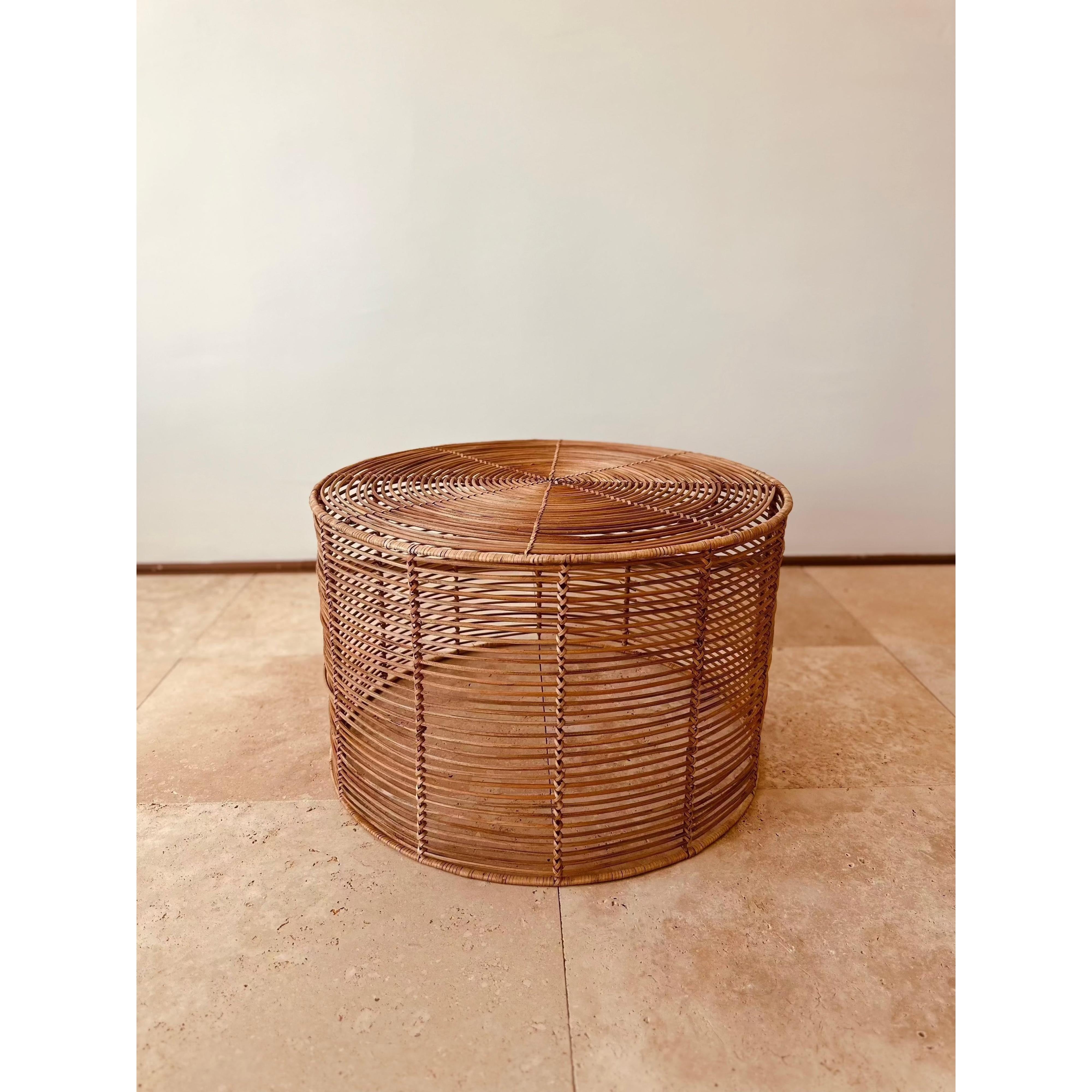 Folk Yuvarlak Rattan Sehpa