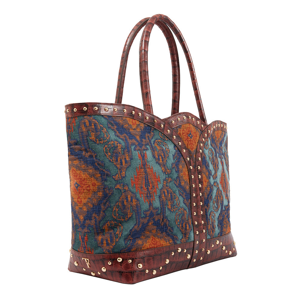 Francesca Carryall Elegance Omuz Çantası-Tara Folks-Krem Kumaş-NowShopFun