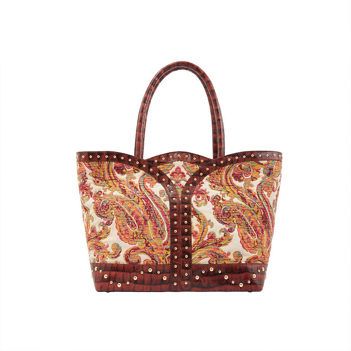 Francesca Carryall Elegance Omuz Çantası-Tara Folks-Krem Kumaş-NowShopFun