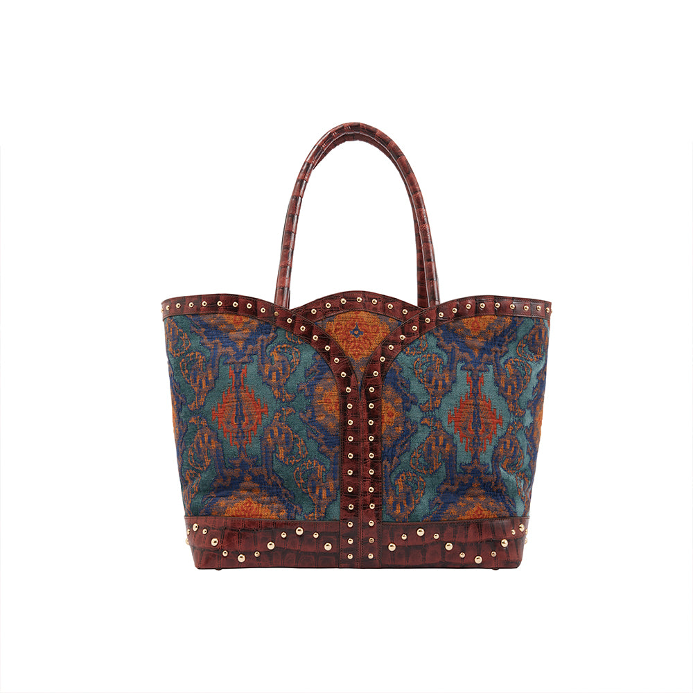 Francesca Carryall Elegance Omuz Çantası-Tara Folks-Mavi Kumaş-NowShopFun