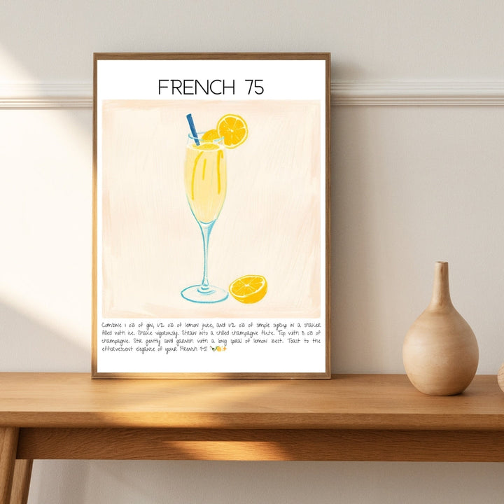 French 75 Cocktail Art Print Tasarım Poster-Tablo-Muff Atelier-No:1-21x30cm-NowShopFun