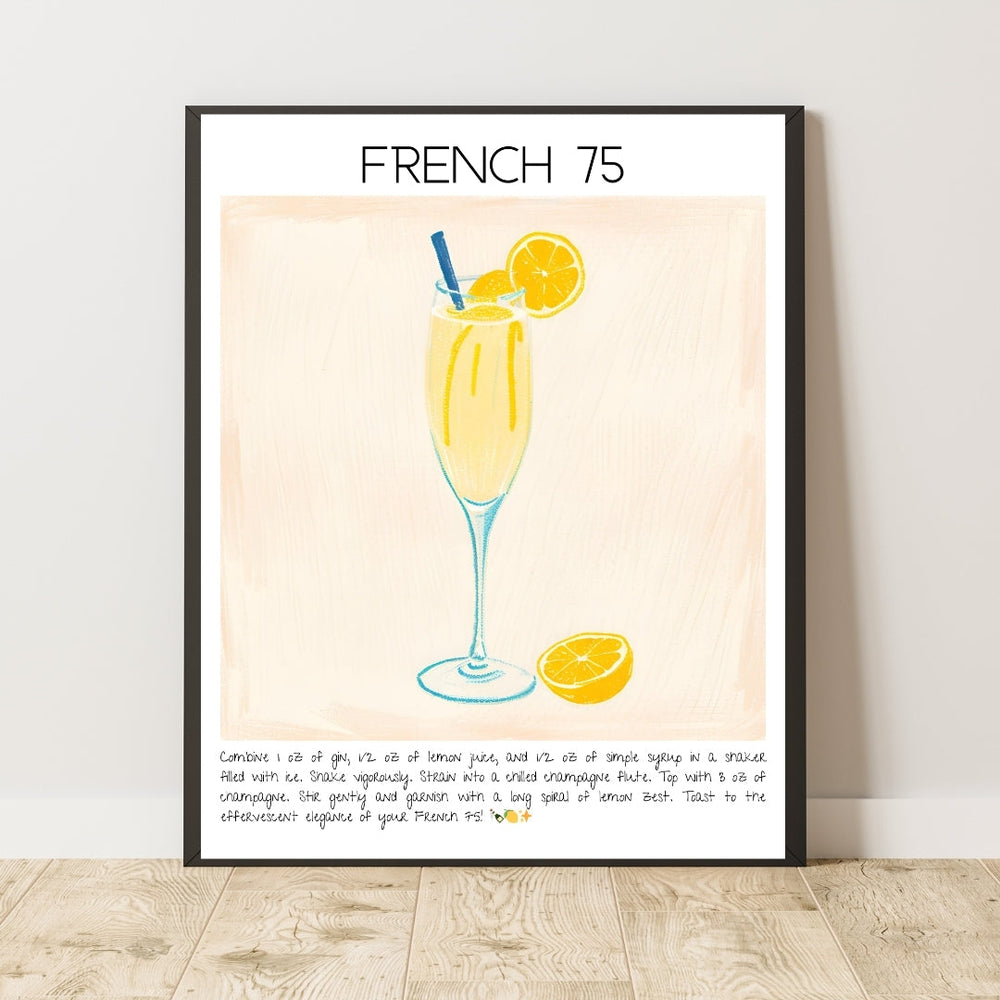 French 75 Cocktail Art Print Tasarım Poster-Tablo-Muff Atelier-No:1-30x42cm-NowShopFun