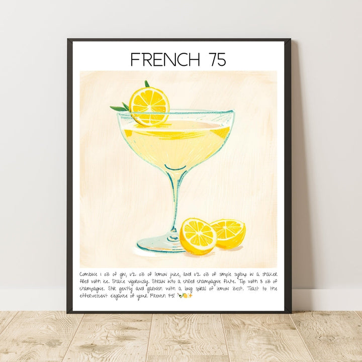 French 75 Cocktail Art Print Tasarım Poster-Tablo-Muff Atelier-No:2-30x42cm-NowShopFun