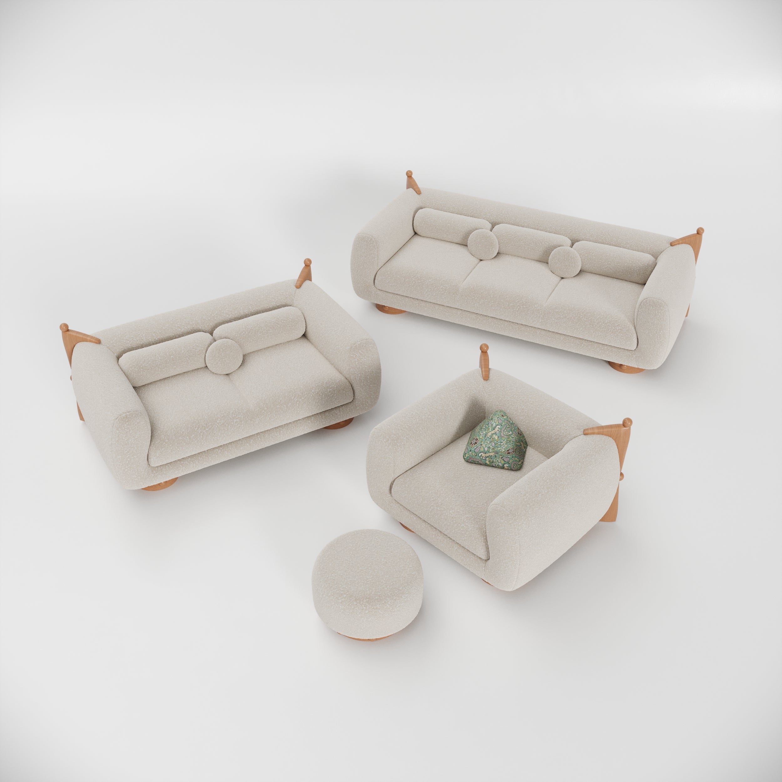 French Kiss Üçlü Koltuk-Koltuk-Huba Concept-Beyaz-NowShopFun