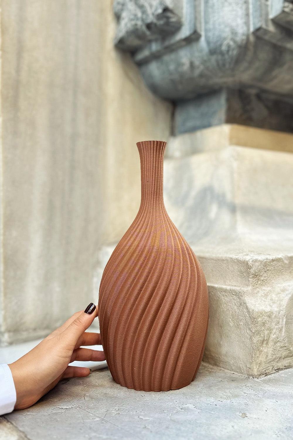 Freya Ahşap Vazo-Vazo-Tou Workshop-kahverengi-NowShopFun